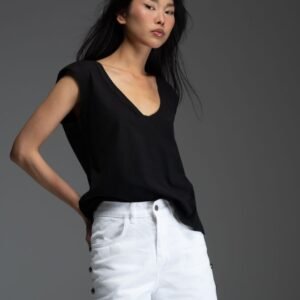 T-shirt αμάνικο μαύρο με κρύσταλλα στην πλάτη THORIN