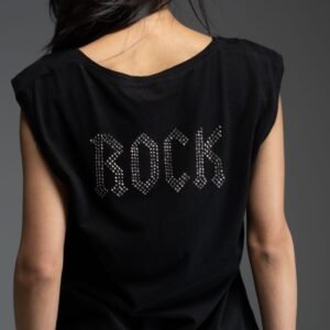 T-shirt αμάνικο μαύρο με κρύσταλλα στην πλάτη THORIN