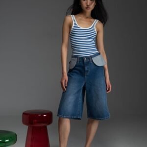 Ριγέ μπλε αμάνικο τοπ DEAN