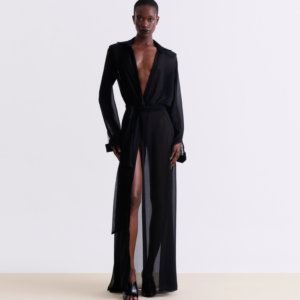 BLACK SILK SHEER MAXI DRESS