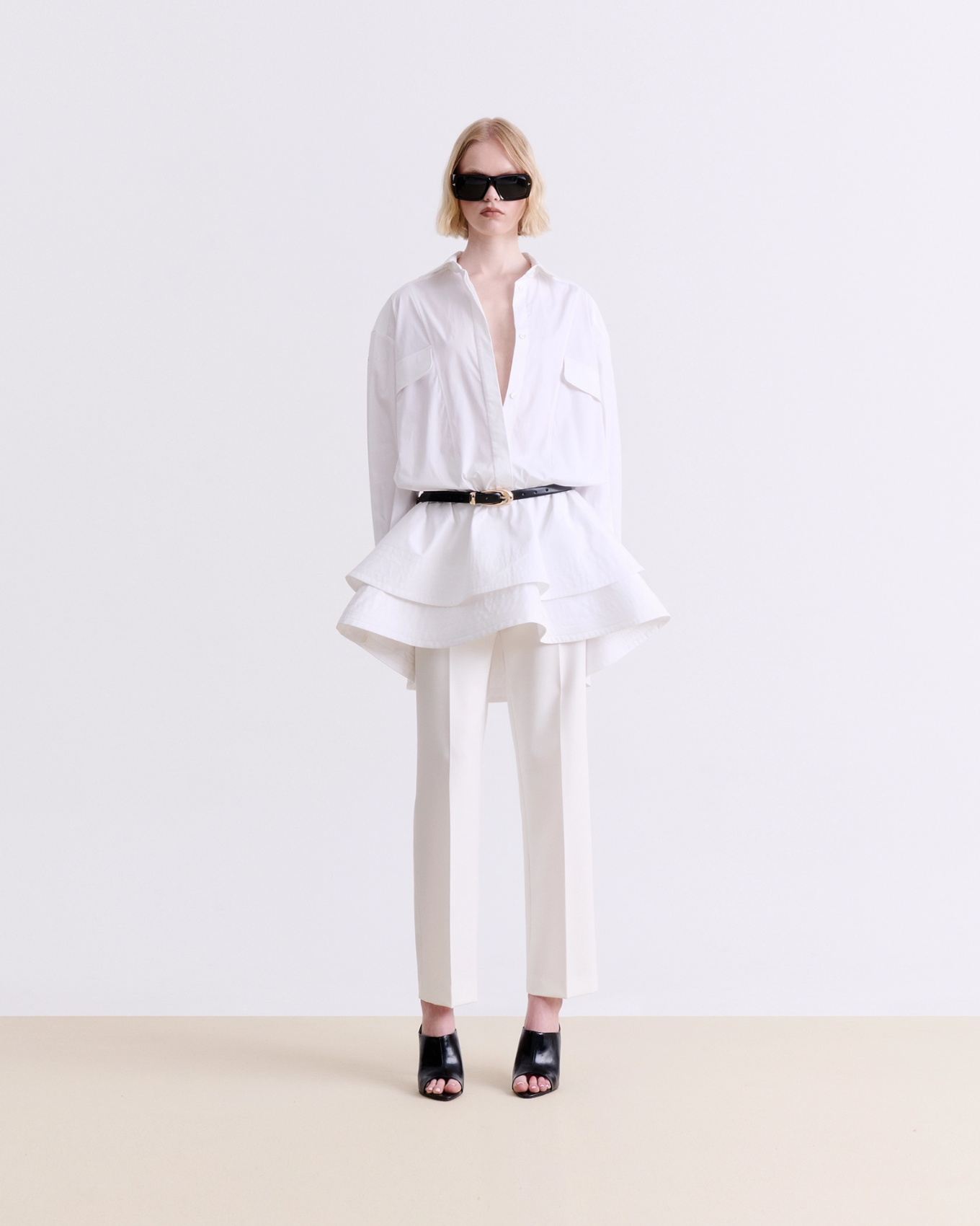 WHITE STRUCTURED SHIRT DRESS