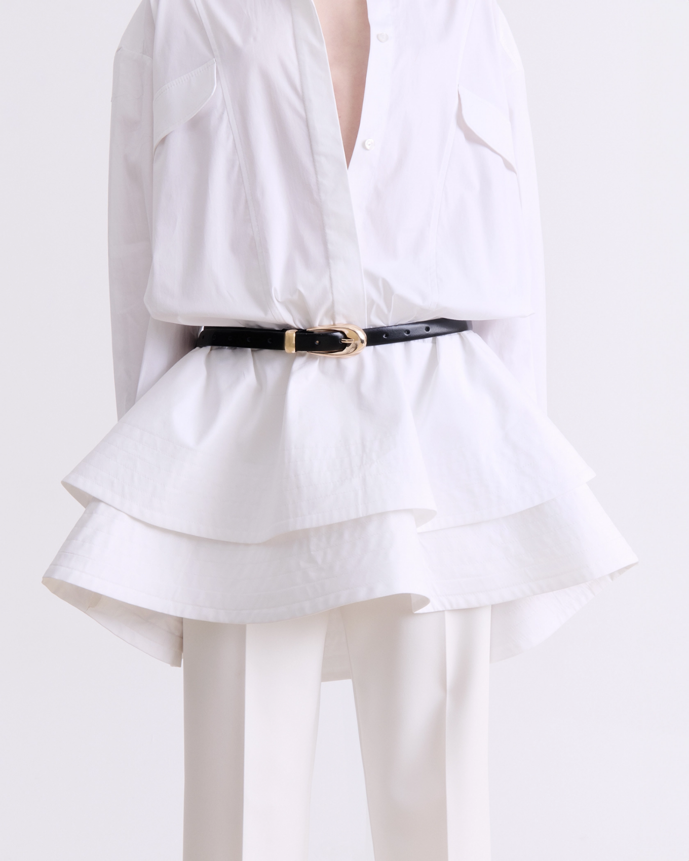 WHITE STRUCTURED SHIRT DRESS