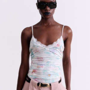 PRINTED DRAPED BODYSUIT