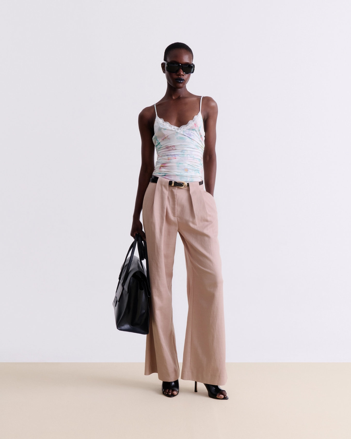 BLUSH TAILORED WIDE-LEG PANTS