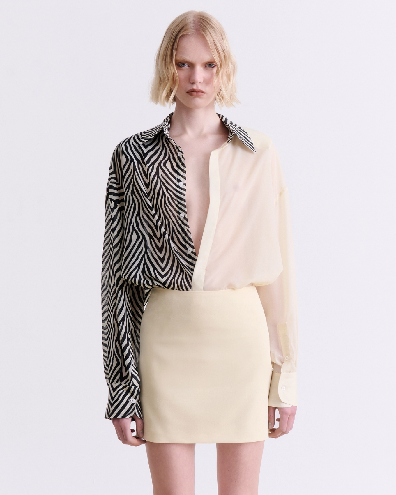 CREAM TAILORED MINI SKIRT