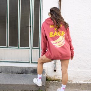 Unisex oversized hoodie get off pink folk