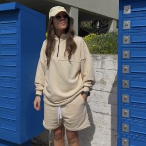 Half zip hoodie butter yellow