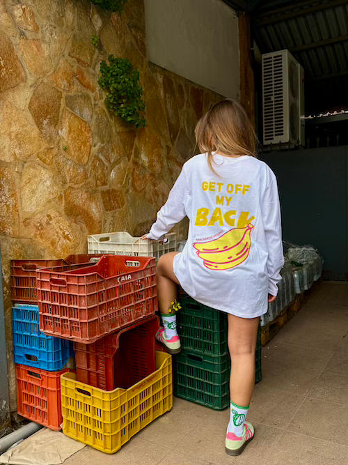 Unisex oversized long sleeves get of my back white