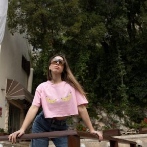 crop top bananas pink