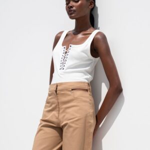 Off-white rib lace up tank top ALANIS