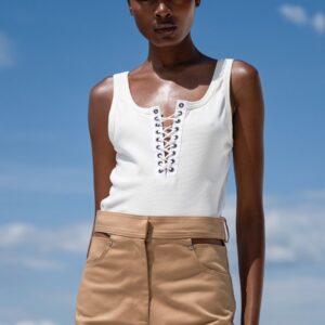 Off-white rib lace up tank top ALANIS