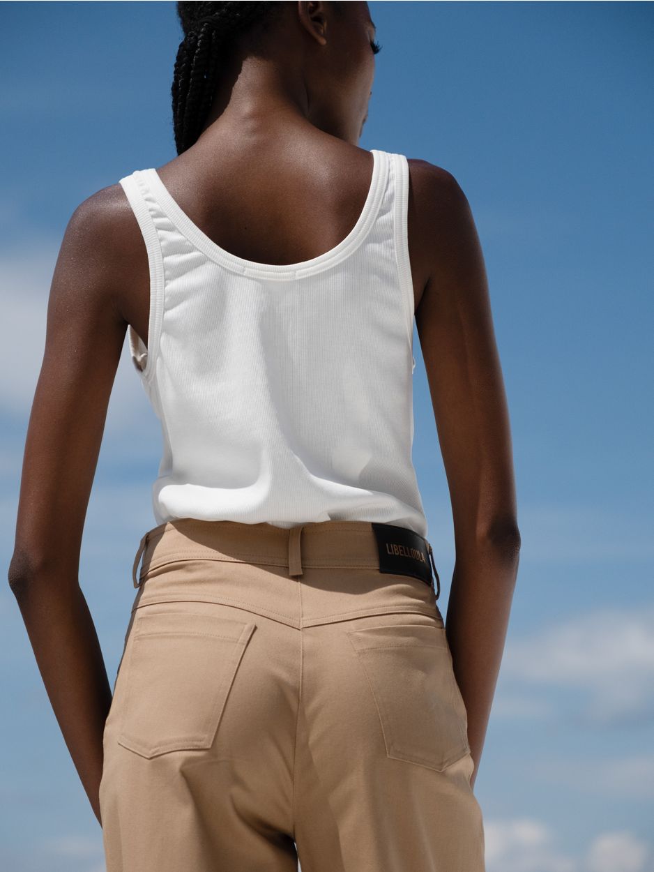 Off-white rib lace up tank top ALANIS