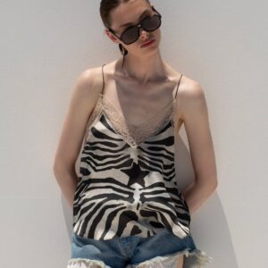 Animal print lingerie top with lace SEREN