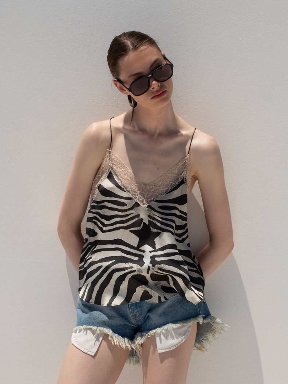 Animal print lingerie top with lace SEREN