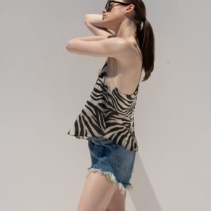 Animal print lingerie top with lace SEREN