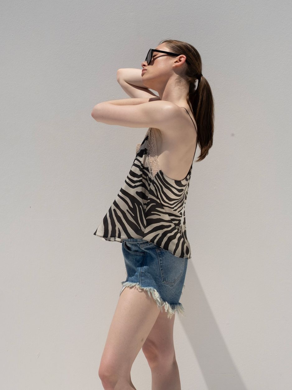Animal print lingerie top with lace SEREN