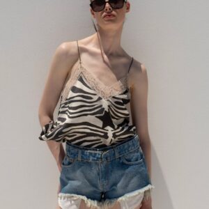Animal print lingerie top with lace SEREN