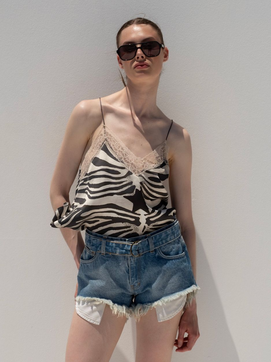 Animal print lingerie top with lace SEREN