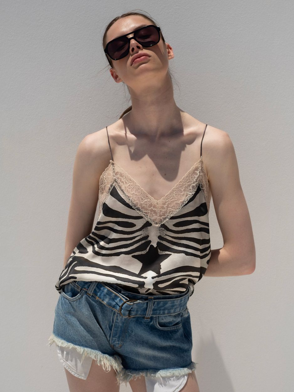 Animal print lingerie top with lace SEREN