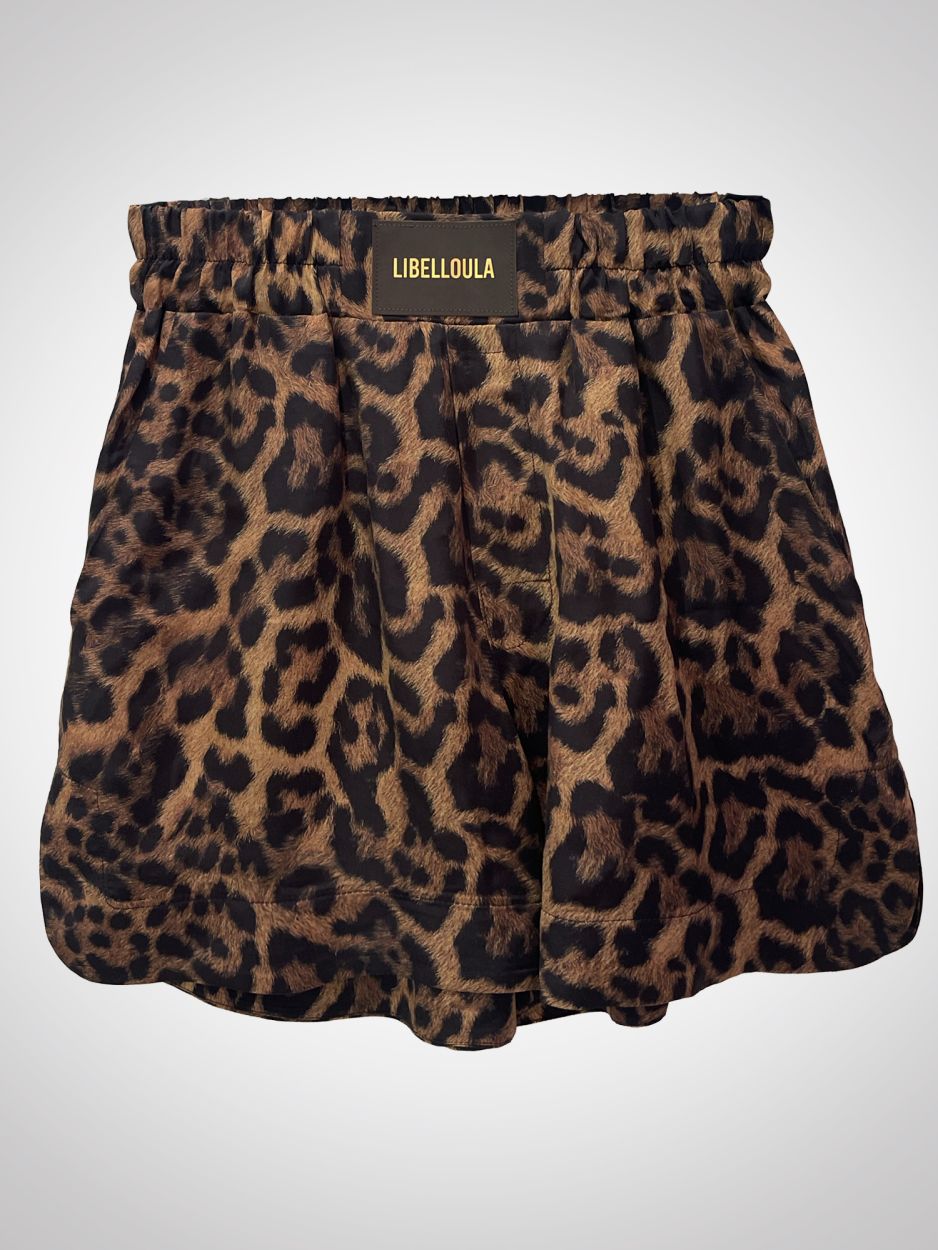 Leopard boxer shorts with elastic waist and leather decorative MAYSON