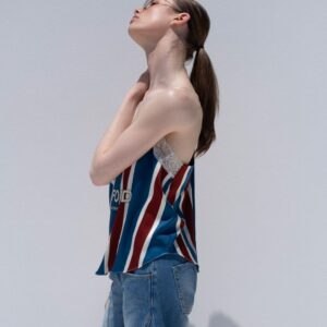Lingerie top σε χειροποίητο ριγέ σχέδιο με γαλλική δαντέλα ELIO