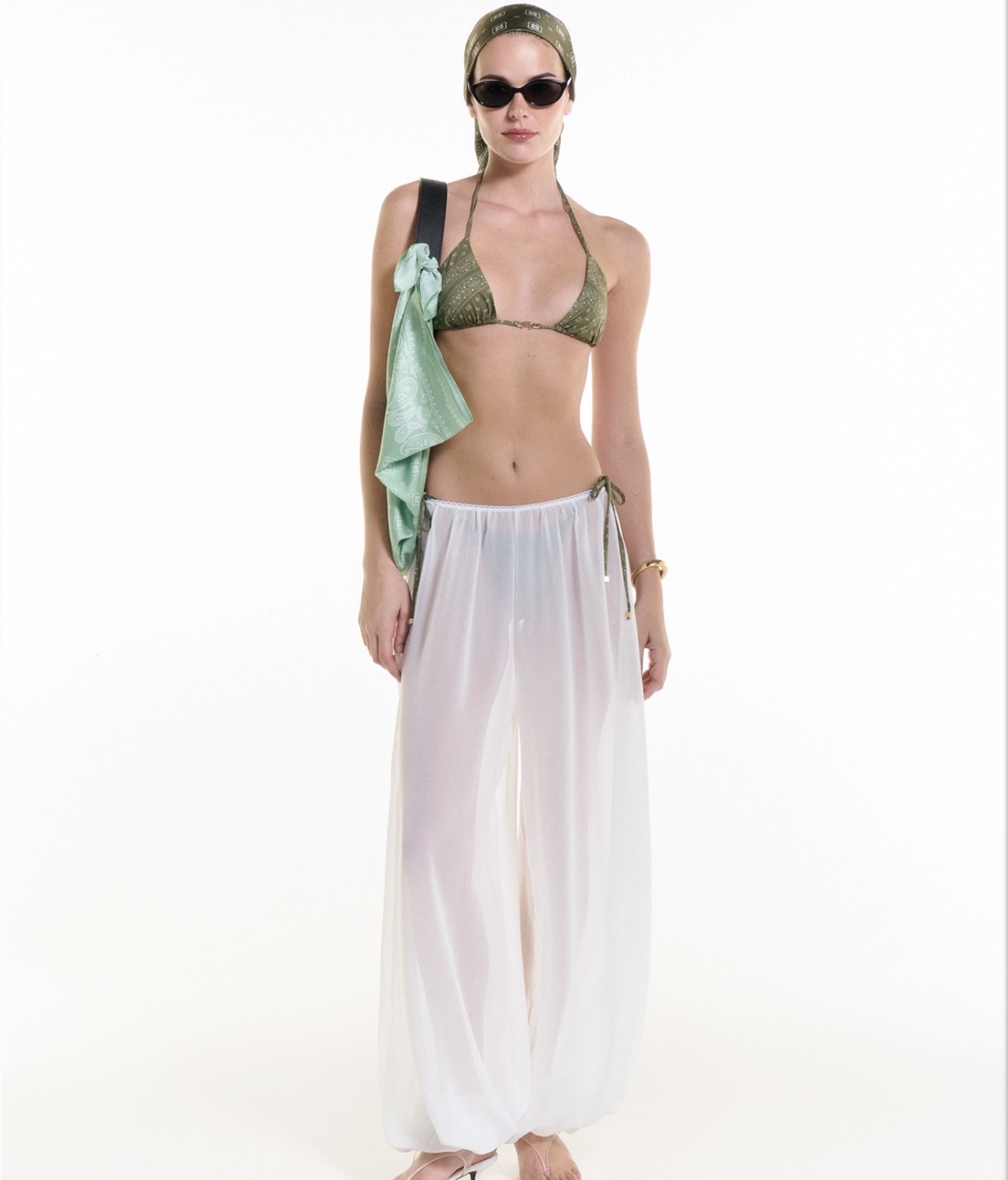 OLIVE TRIANGLE BIKINI TOP