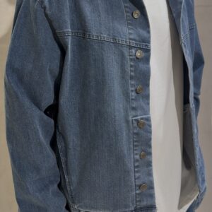 Ανδρικό Oversized Denim Jacket σε Μπλε Χρώμα με Logo στην Πλάτη