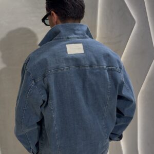 Ανδρικό Oversized Denim Jacket σε Μπλε Χρώμα με Logo στην Πλάτη