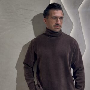 Ανδρική Chocolate Brown Ζιβάγκο Μπλούζα με Βελούδινη Υφή
