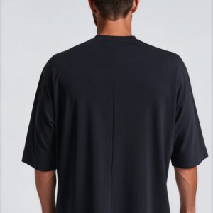 Μαύρο ανδρικό oversized t shirt με μανίκι 3/4