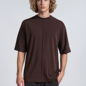 Καφέ ανδρικό oversized t shirt με μανίκι 3/4