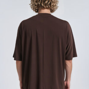 Καφέ ανδρικό oversized t shirt με μανίκι 3/4