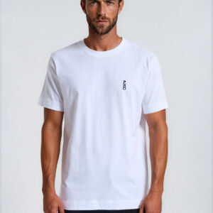 Ανδρικό  λευκό oversized t shirt με τύπωμα στην πλάτη