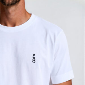 Ανδρικό  λευκό oversized t shirt με τύπωμα στην πλάτη