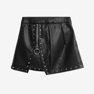 MWM WOMEN LEATHER STUDDED MINISKIRT