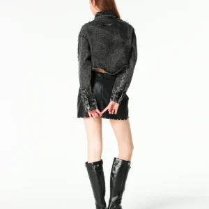MWM WOMEN LEATHER STUDDED MINISKIRT