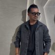 Ανδρικό Oversized Denim Jacket σε Μαύρο Χρώμα με Logo στην Πλάτη