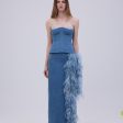 Denim Feather Midi Skirt